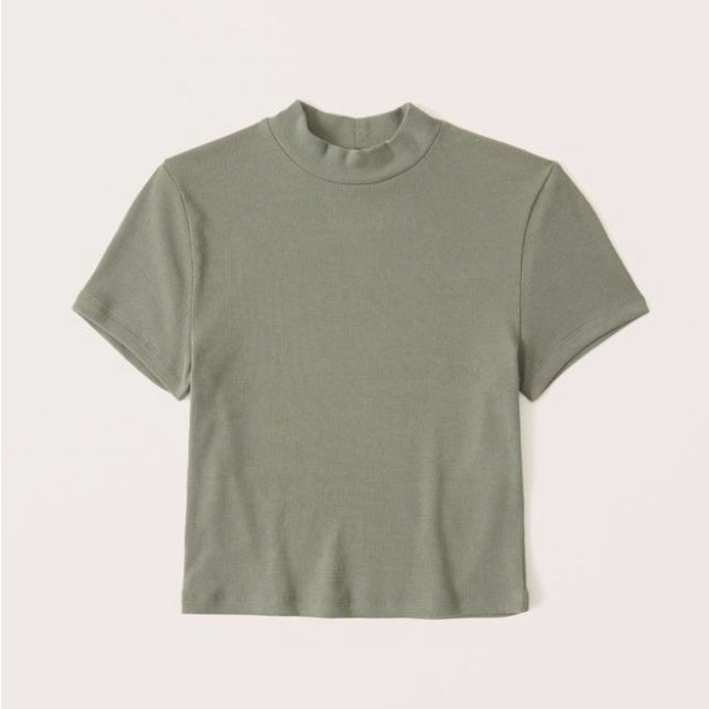 abercrombie & fitch | short sleeve ribbed mock neck crop top